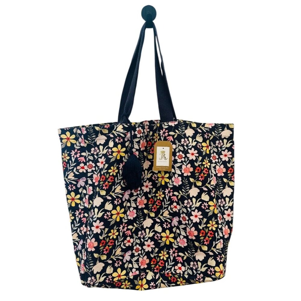NWT Rachel Ashwell Springtime Reusable Floral Canvas Tote Bag 16”x 15”x 6"
